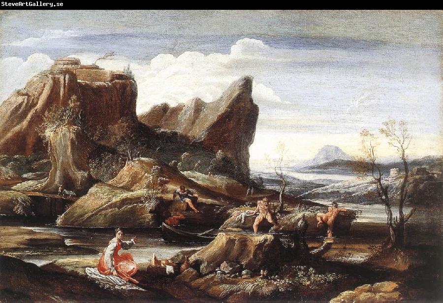 CARRACCI, Antonio Landscape with Bathers dfg